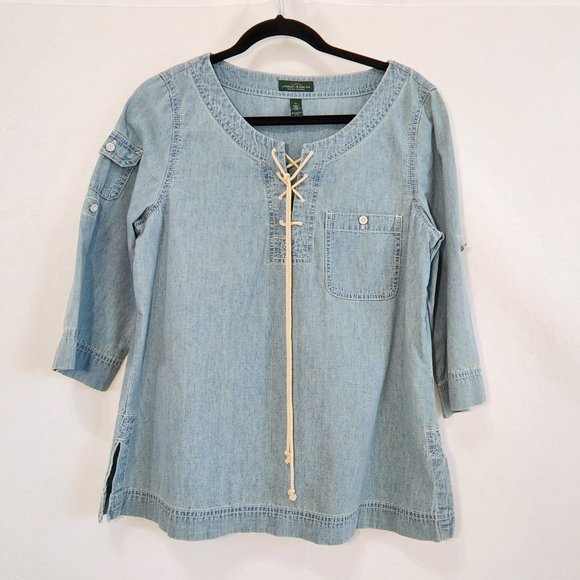 Vintage LRL JEANS CO. RALPH LAUREN Denim Tunic/Shirt Loose Fit Size M Exc. Cond. - Picture 5 of 16